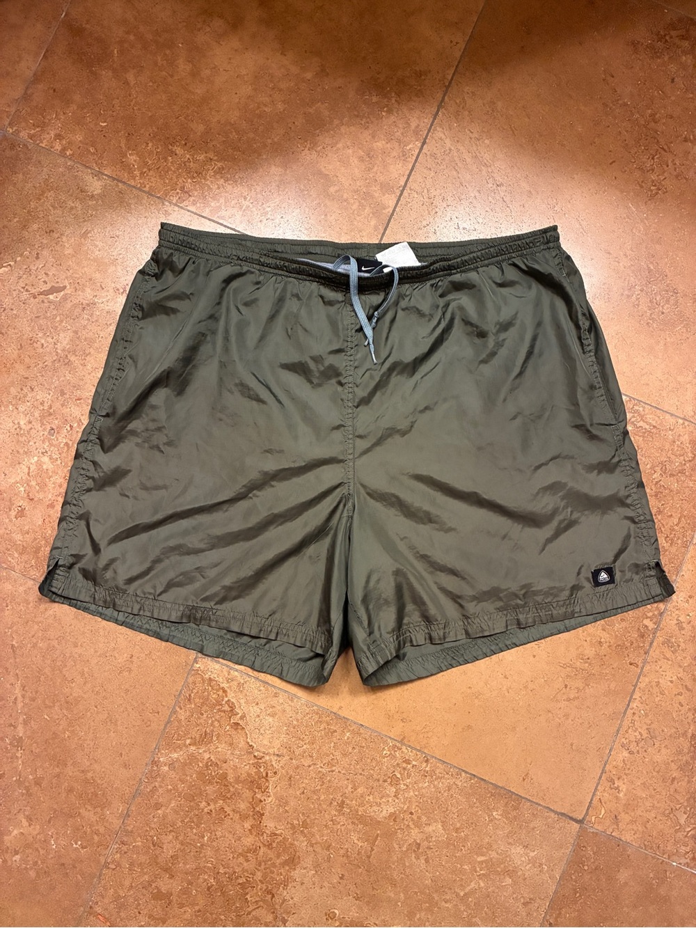 Nike ACG Olive Green Elastic-Waist Shorts with Terry Lining